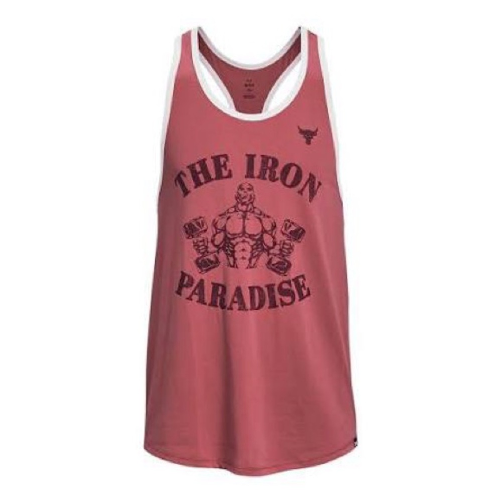 NWT Under Armour The Rock Project Iron Paradise Mens Tank Top Pink Size L